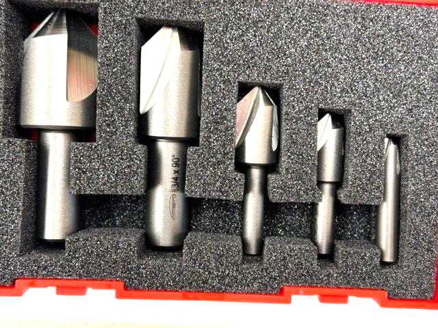 90 DEGREE 3 FLUTE COUNTERSINK CENTER REAMER 5 PIECE SET KEO 50029