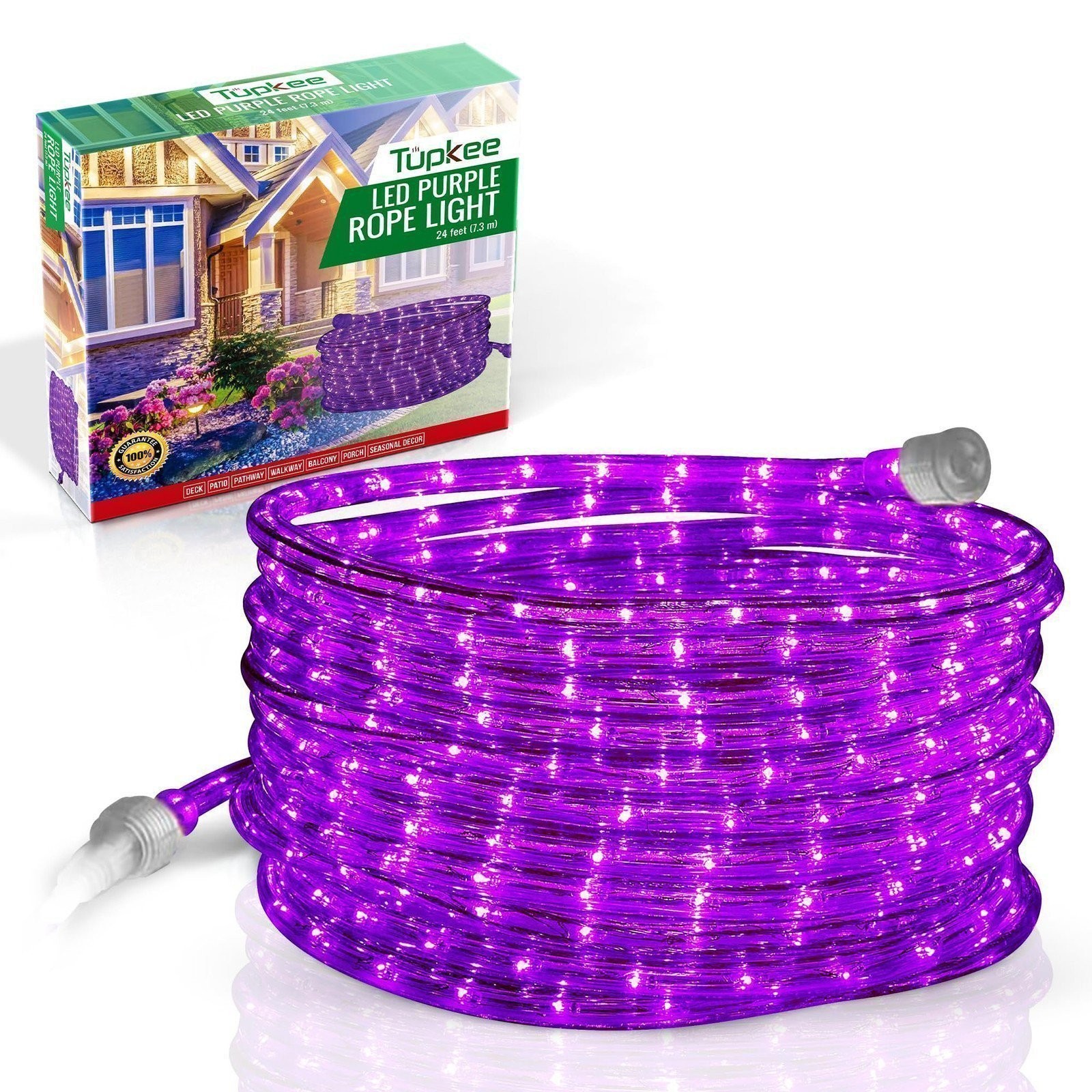Tupkee LED Rope Light Purple, 24 Feet, for Indoor Outdoor Decorative Tube Lights