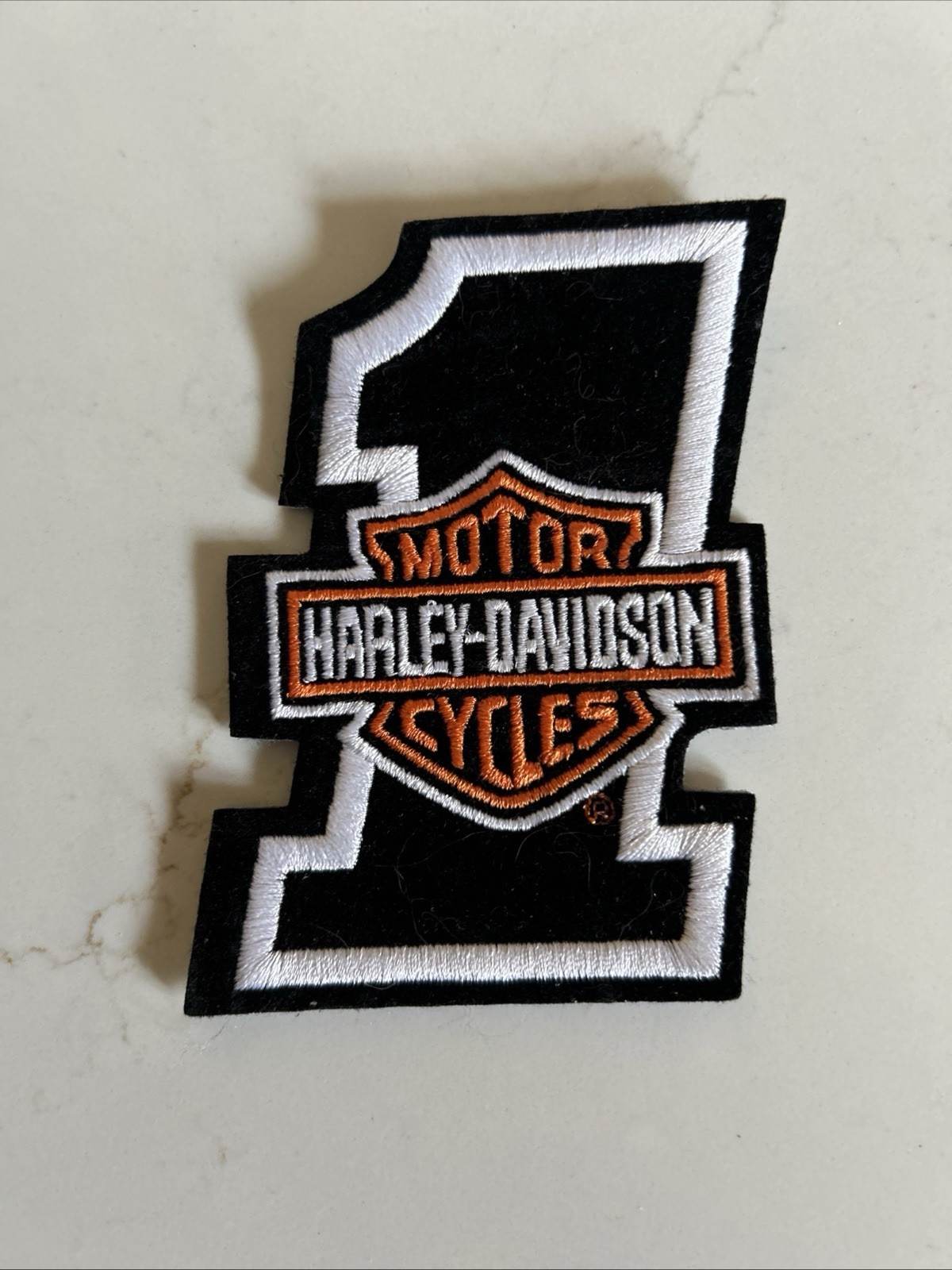 Harley Davidson #1 Bar & Shield Patch 4.25”x 2 7/8” Number One New Blk/wht/org