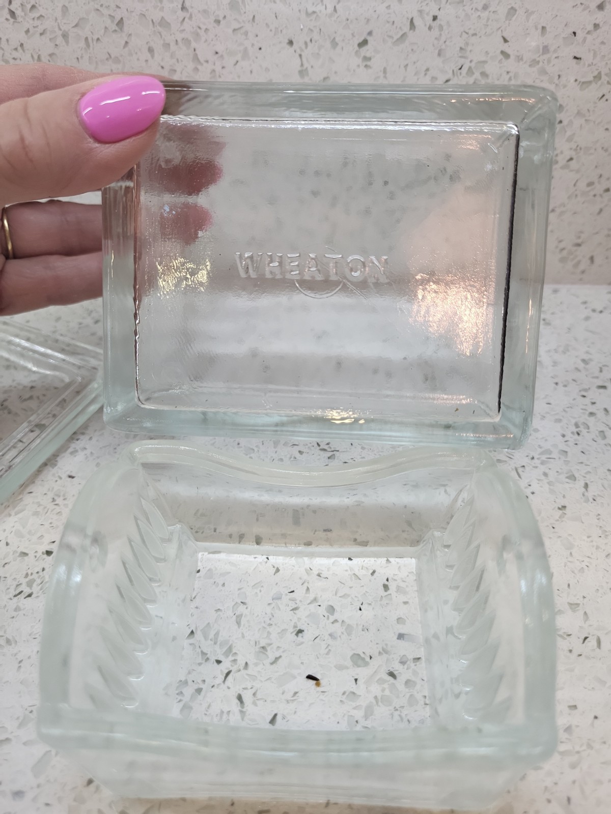 VTG Wheaton Glass Microscope Slide Staining Dish w Rack & Lid 10 Slide