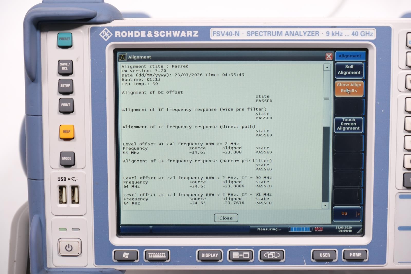 Rohde & Schwarz FSV40-N 9 kHz to 40 GHz Spectrum Analyzer Option B4