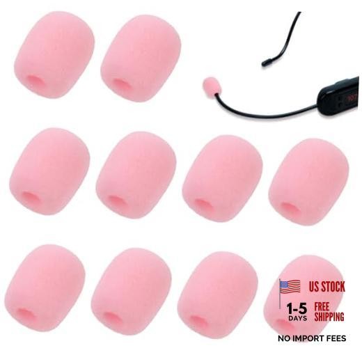 10 Pcs Pink Microphone Windscreen Covers Foam High Density Headset Mic Foam