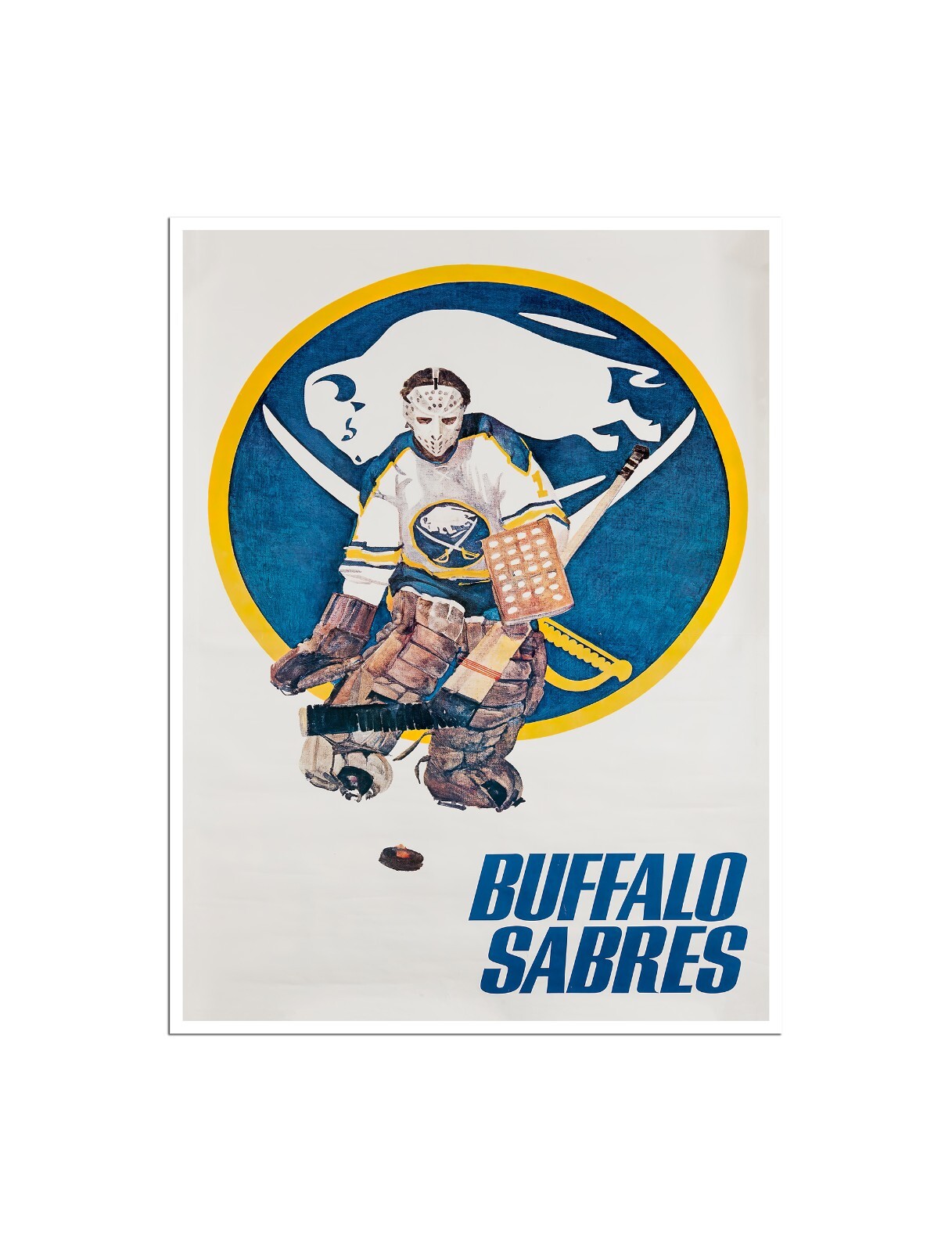 Buffalo Sabres Poster 1970s Vintage Hockey Art Print Gift 12x16"