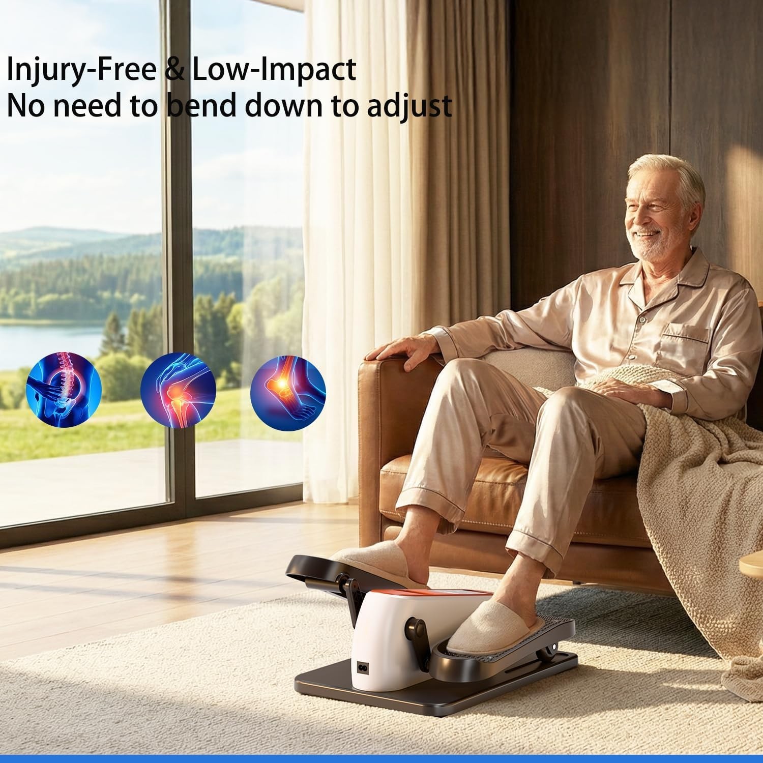 Compact Under Desk Elliptical - 12 Speed Adjustable Leg Exerciser for Seniors