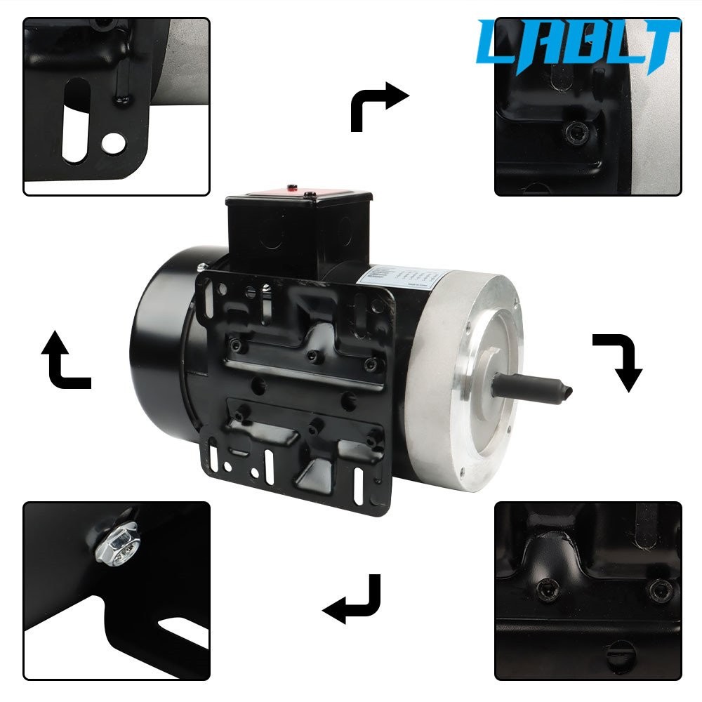 LABLT Electric Motor 2 HP Three Phase 56C Frame 1800 RPM TEFC 230 / 460 Volt