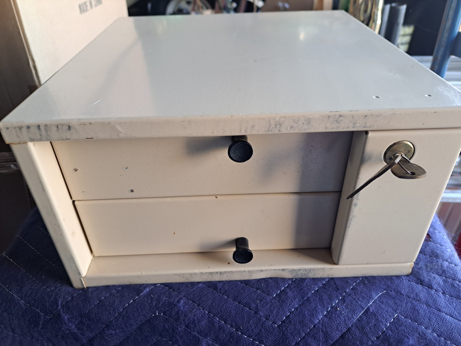 Vintage Post Office Two Drawer Lockable Metal Key Cabinet Has  200 Key Slots