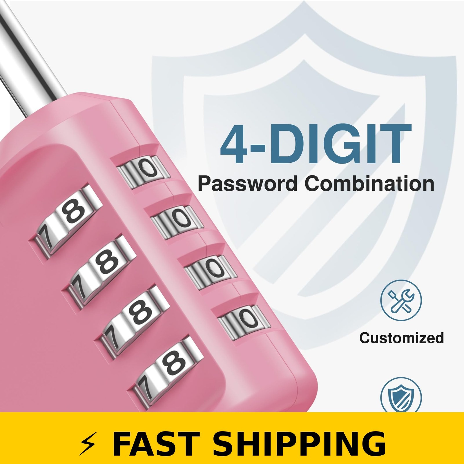 Puroma 4-Digit Waterproof Combination Padlock - Pink Rose