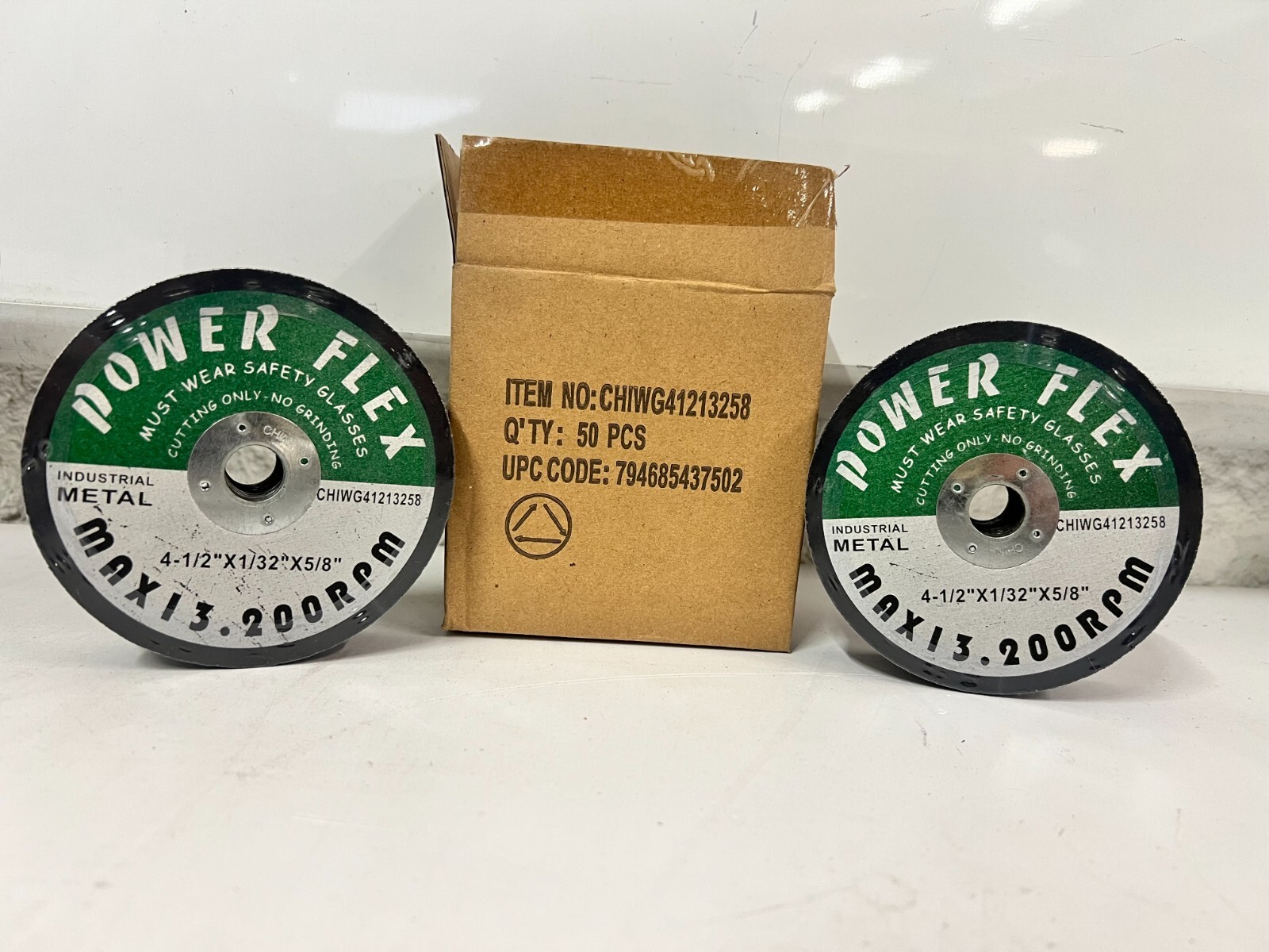 CASE OF 50 Power Flex 4-1/2" x 1/32" x 5/8" Premium Cutting Wheels CHIWG41213258