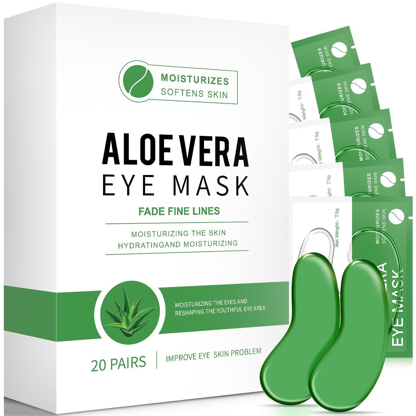 Under Eye Patches, 20 Pairs 24K Gold Patches For Puffy Eyes, green