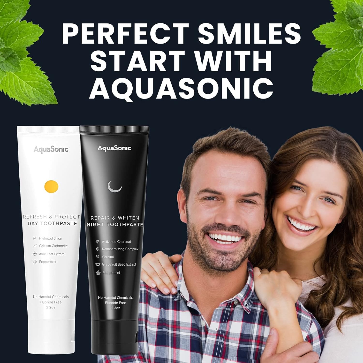 AquaSonic Complete Care Toothpaste - Refresh & Protect Day, Repair & Whiten...