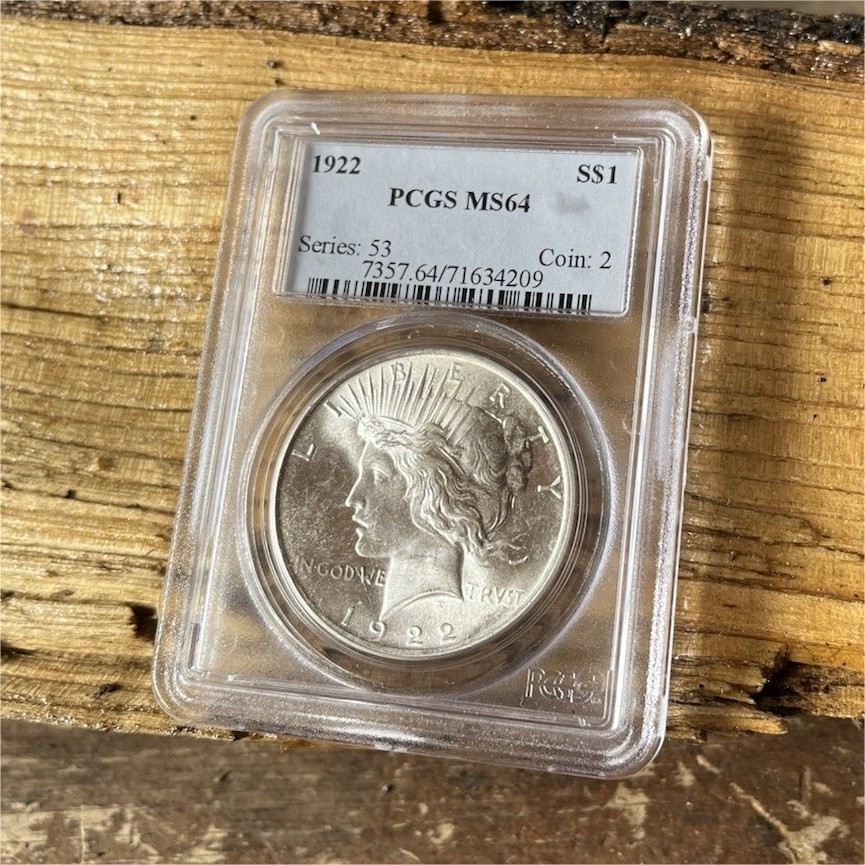 1922 Peace Dollar $1 Silver PCGS MS64 Business Strike Philadelphia Mint