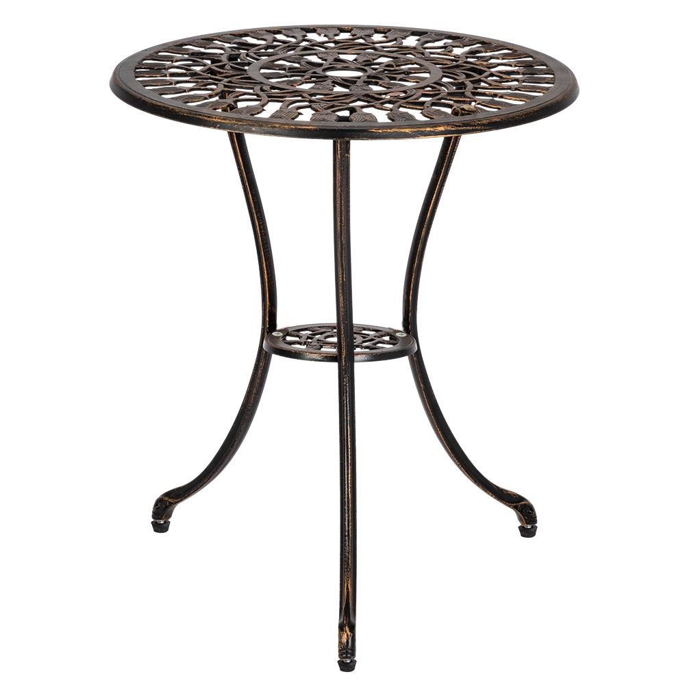 3 PCS Bistro Set Antique Outdoor Patio Furniture Leaf Design Cast Aluminum Home