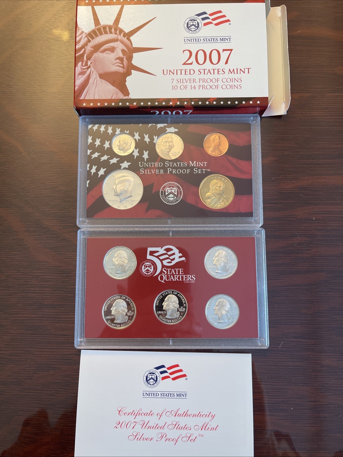 2007 United States Mint. 7 Silver Proof Coins.