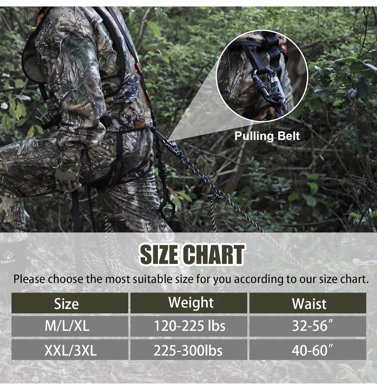Kalkal Tree Stand Harness, Hunter Safety System Harness Lightweight Padded M/XL