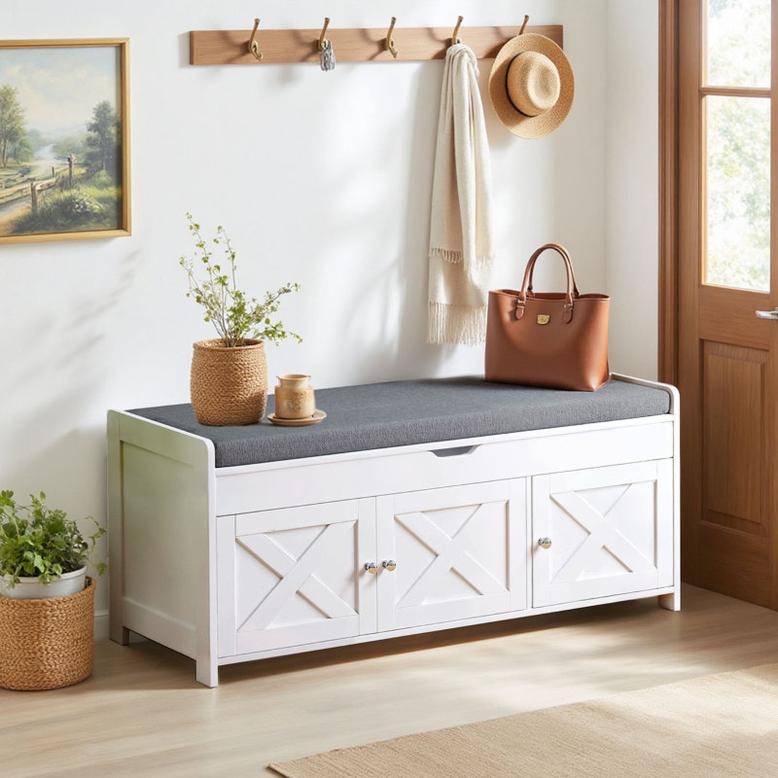 Ophelia & Co. 39.5" Shoe Storage Bench with Lift-Top & Cushion