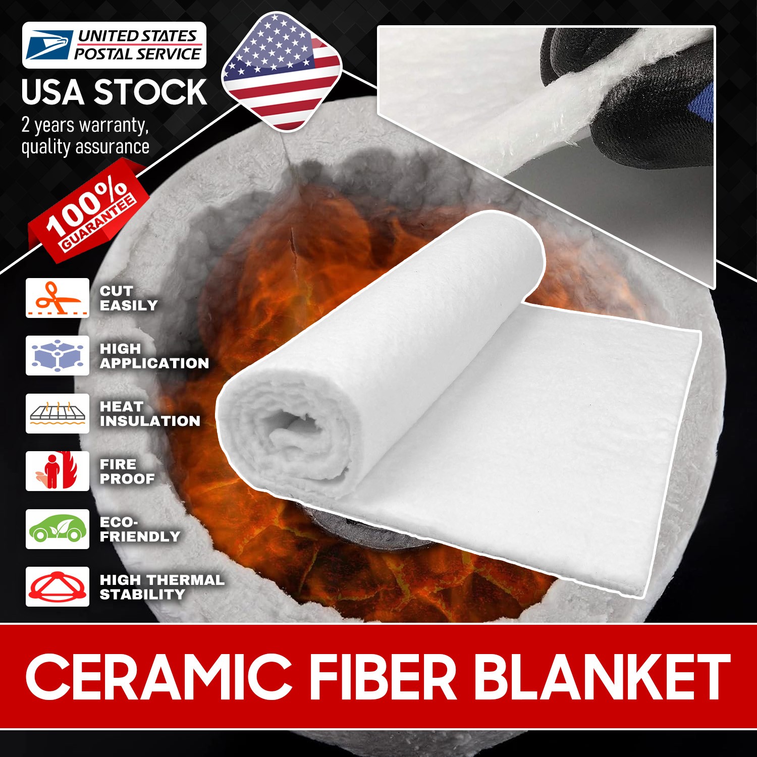 10mm bear more 1370℃ Ceramic Fiber Blanket For High Temperature Pipe Insulation