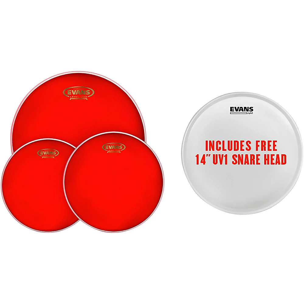 Evans Hydraulic Red Tom Pack with Free 14 in. UV1 Snare Head 12, 13, 16 in.