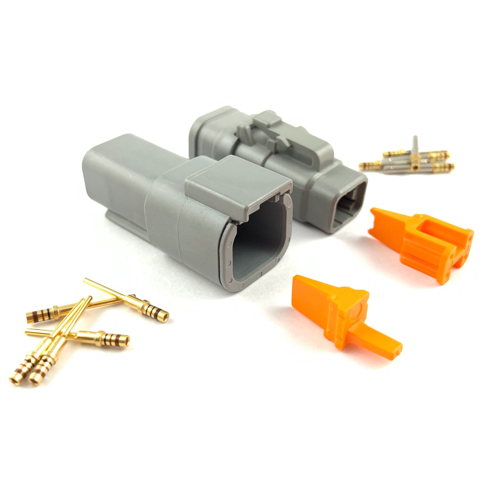 Deutsch DTM 4-Pin Connector Kit 24-20 AWG Gold Solid Contacts DTM04-4P DTM06-4S