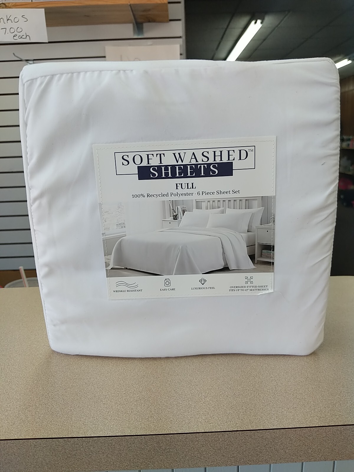 Oeko-Tex Soft Washed Full 6 Pc Sheet Set 100% Recycled Polyester white