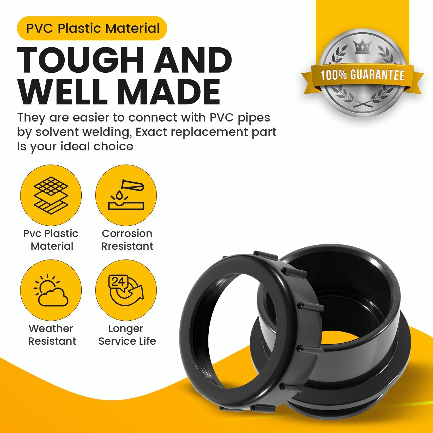 270100 Black Pool Valve Adaptor Replacement Kit Fit for Quad D.E. Filter, 2 Pack