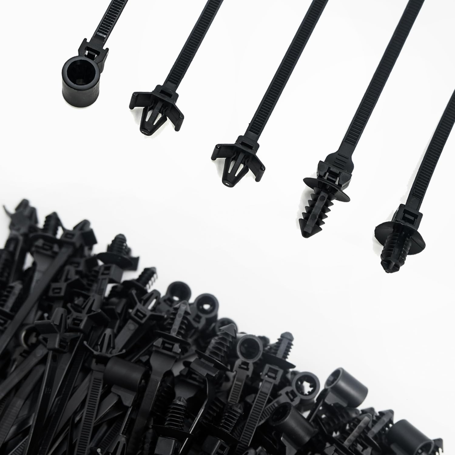 120 PCS Automotive Installation Black Push Mount Cable Zip Ties Assorted Size...