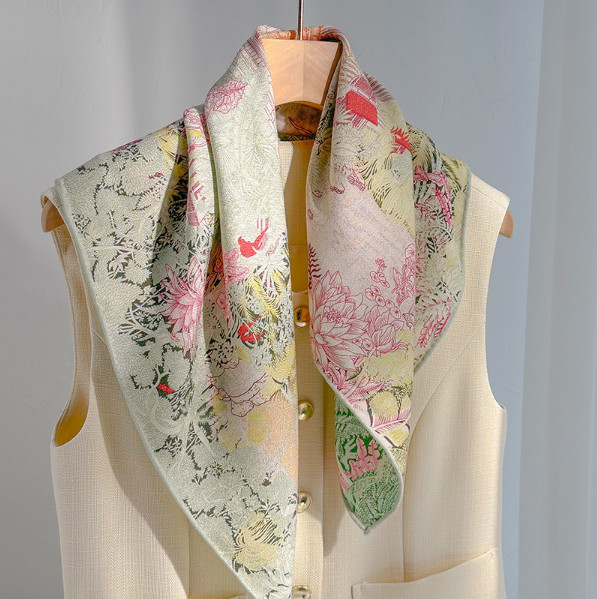70%Cashmere 30% Silk Bandana Scarf 65cmX65cm Flower Print Neckerchief Shawl wrap