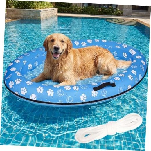 Flotador inflable XXL de 60 x 40 pulgadas para perros grandes, balsa Azul
