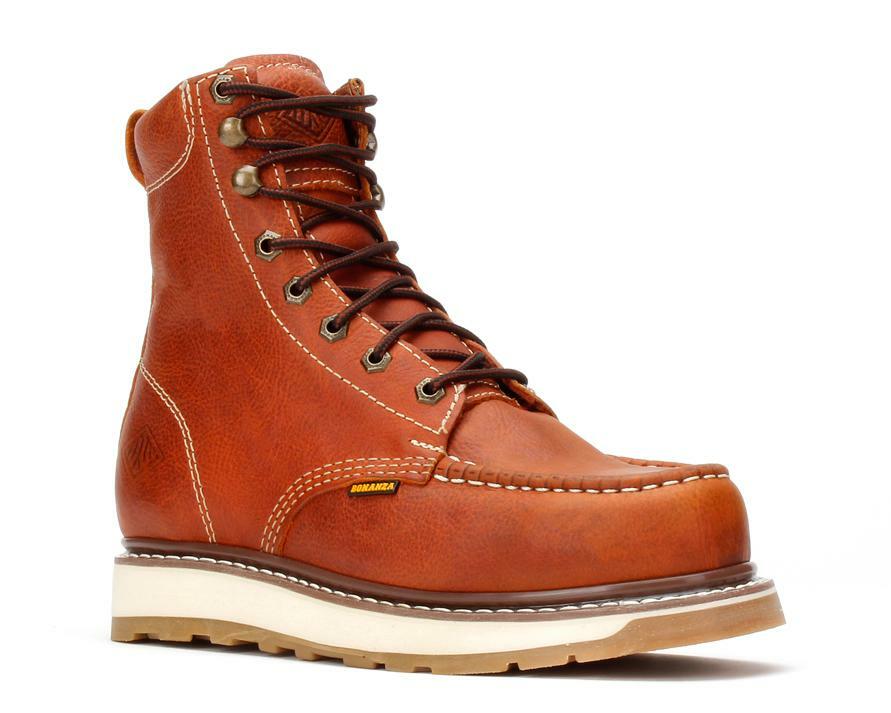 New Men's Brown 8" Pu Direct Injection Leather Work Boots BA 812 Size 6-13 (D,M)