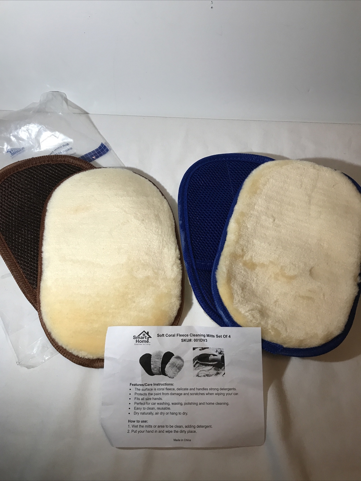 Set Of 4 Smart Home Coral Fleece Cleaning Car Washing And Waxing Mitts