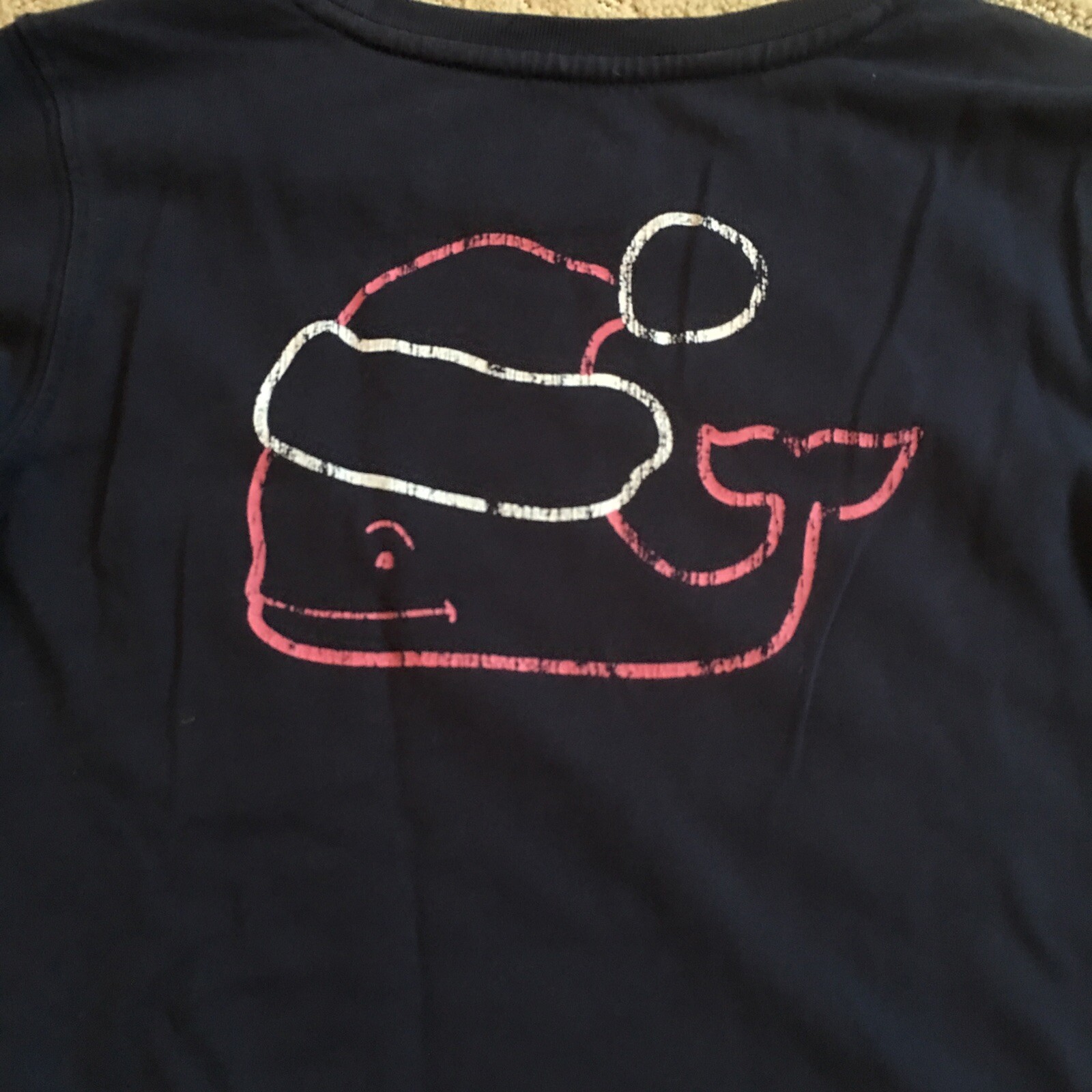 Vineyard Vines Santa Whale Long Sleeve T Shirt Kids L see Photos For Details!