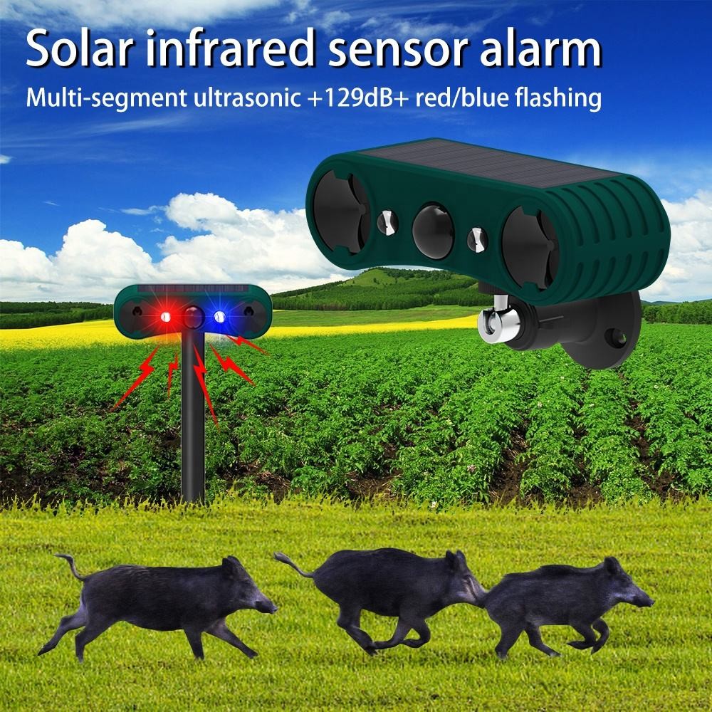 Solar Outdoor Motion Sensor Alarm 2*130db Ultrasonic Siren Motion Detector Alarm