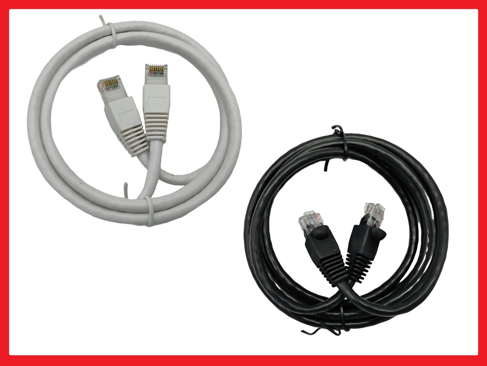 CAT6 Ethernet Cable RJ45 7ft Black / 3ft White LAN Networking Cable New Lot
