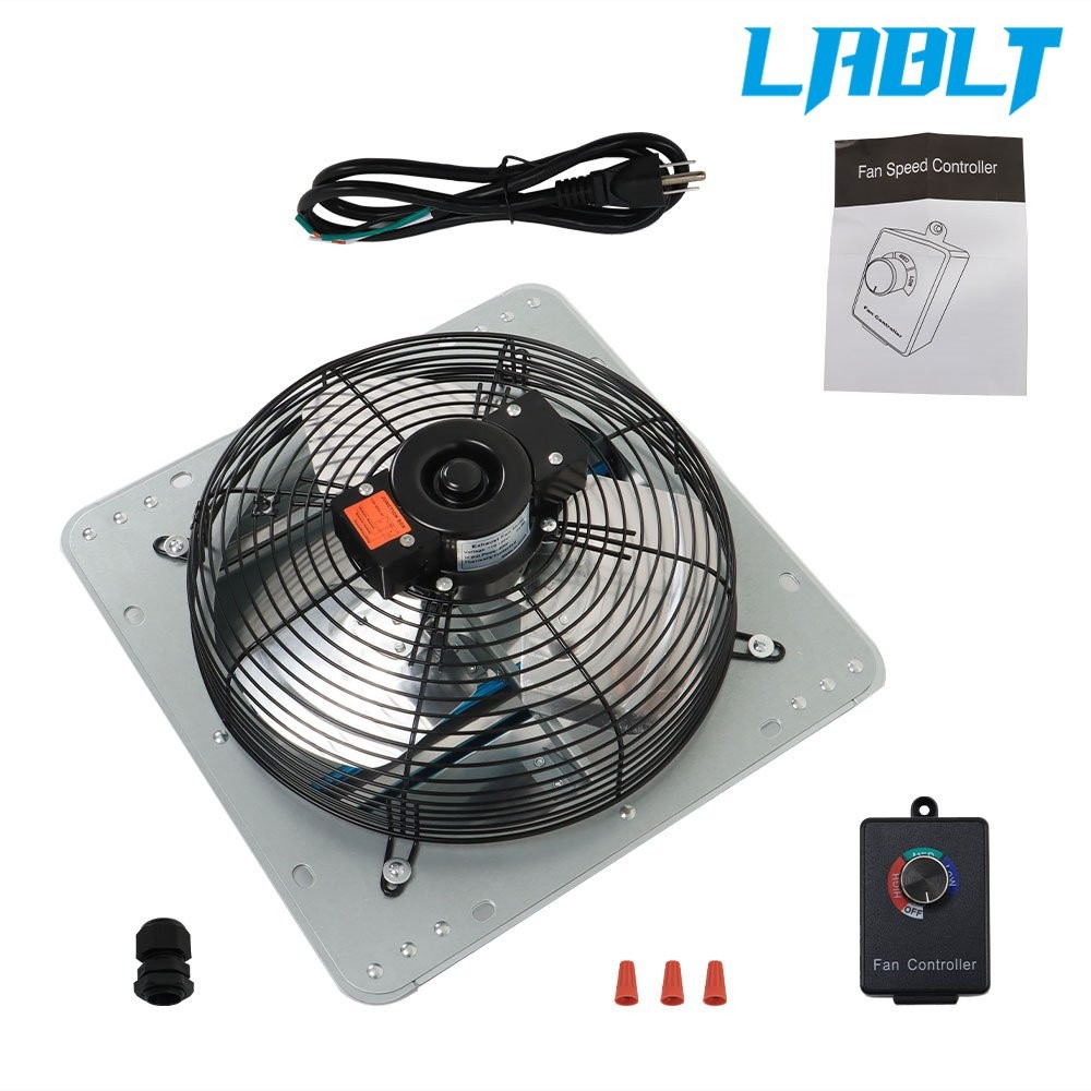 LABLT 12" Shutter Exhaust Fan High Speed Wall Mounted Greenhouse Garage