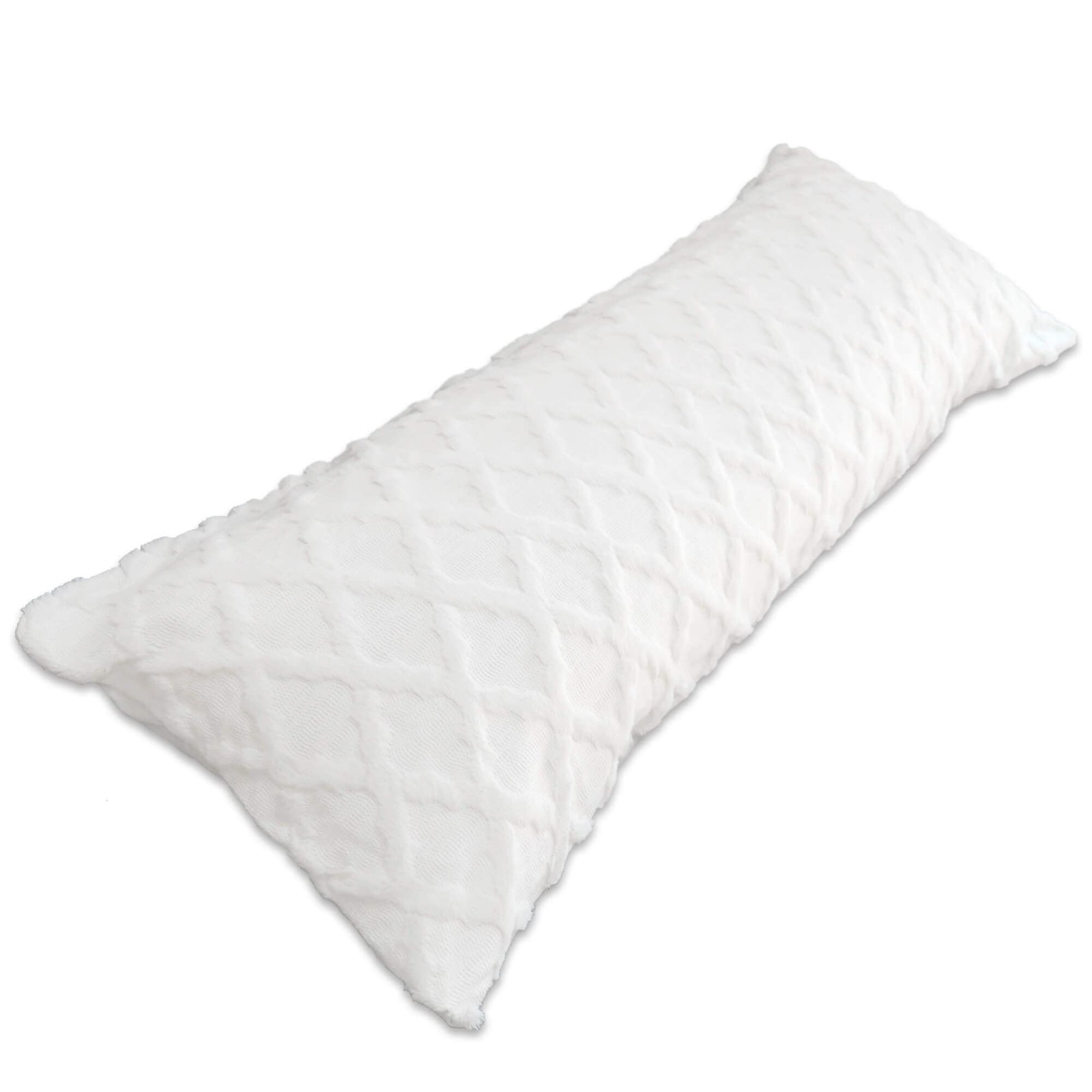 Body Pillowcase in Waffle Velvet Pattern, White Body Pillow 21"X54" Milky White