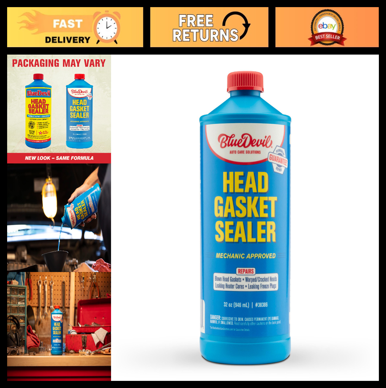High-Performance Head Gasket Sealer - 1 Quart, Engine Repair, Leak Fix Solution