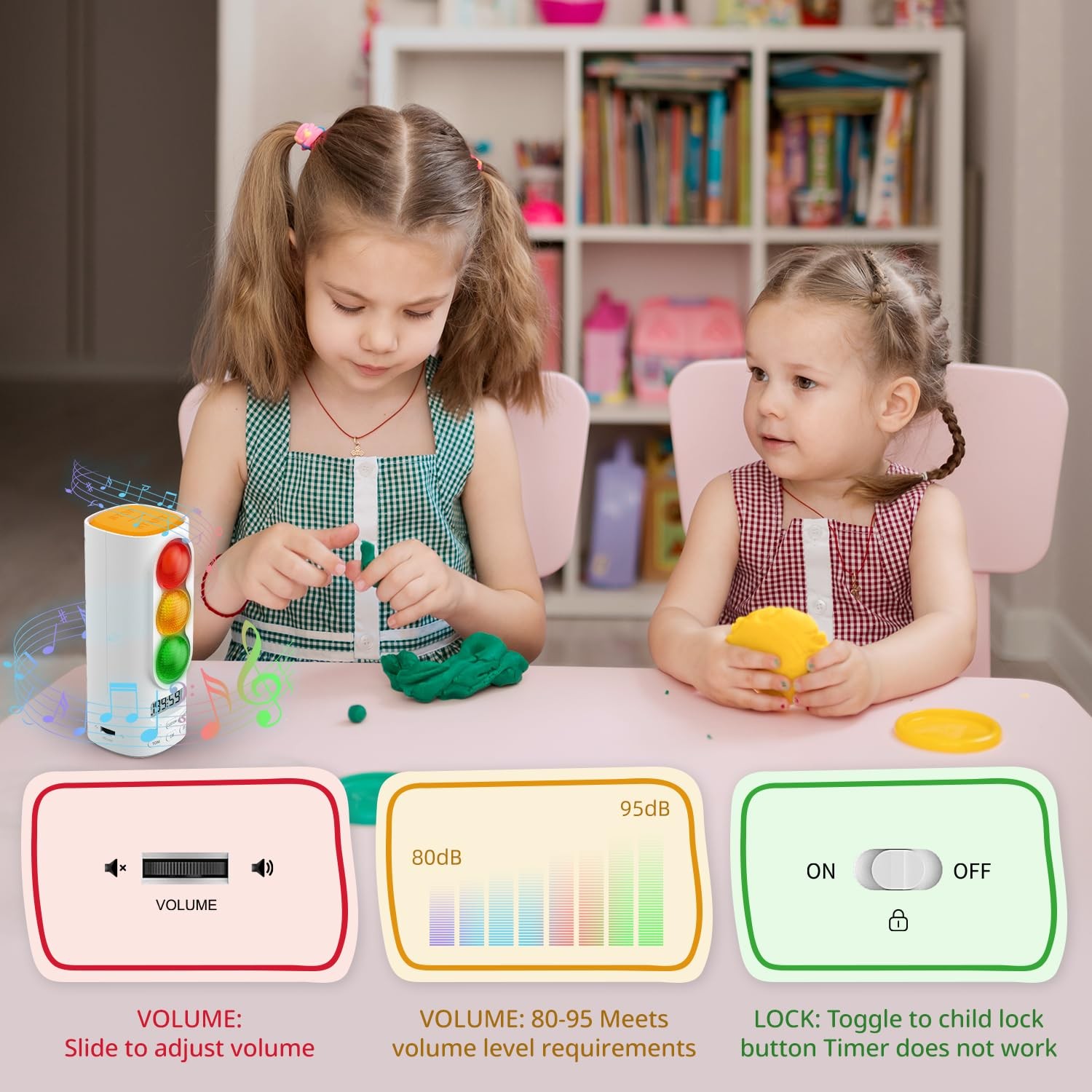 Traffic Light Visual Timer&ADHD Tool for Kids Adults Display Volume Adjustment