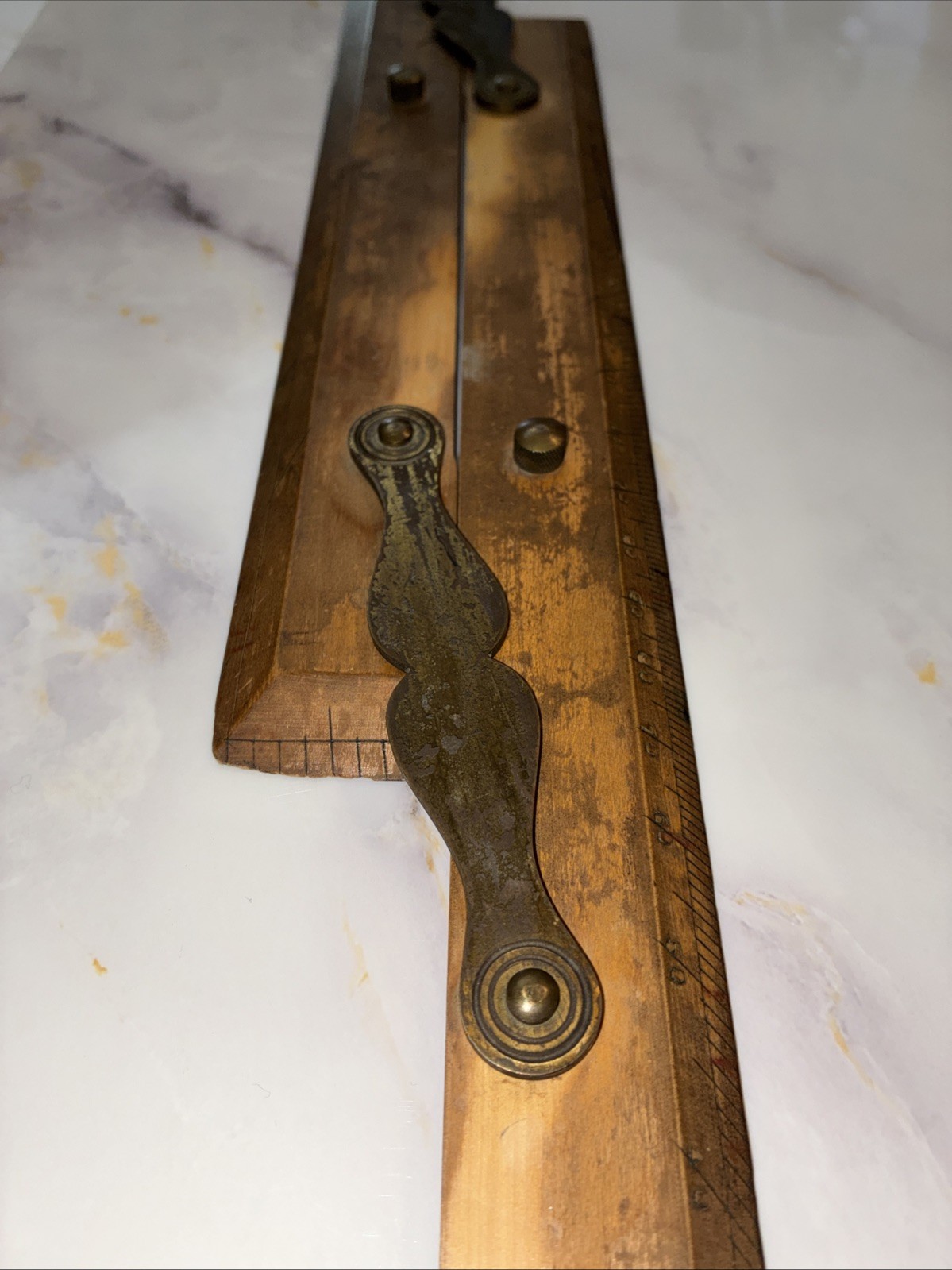 Antique Captain Fields Parallel Rule Wood Brass Nautical Chart Drafting 1890s