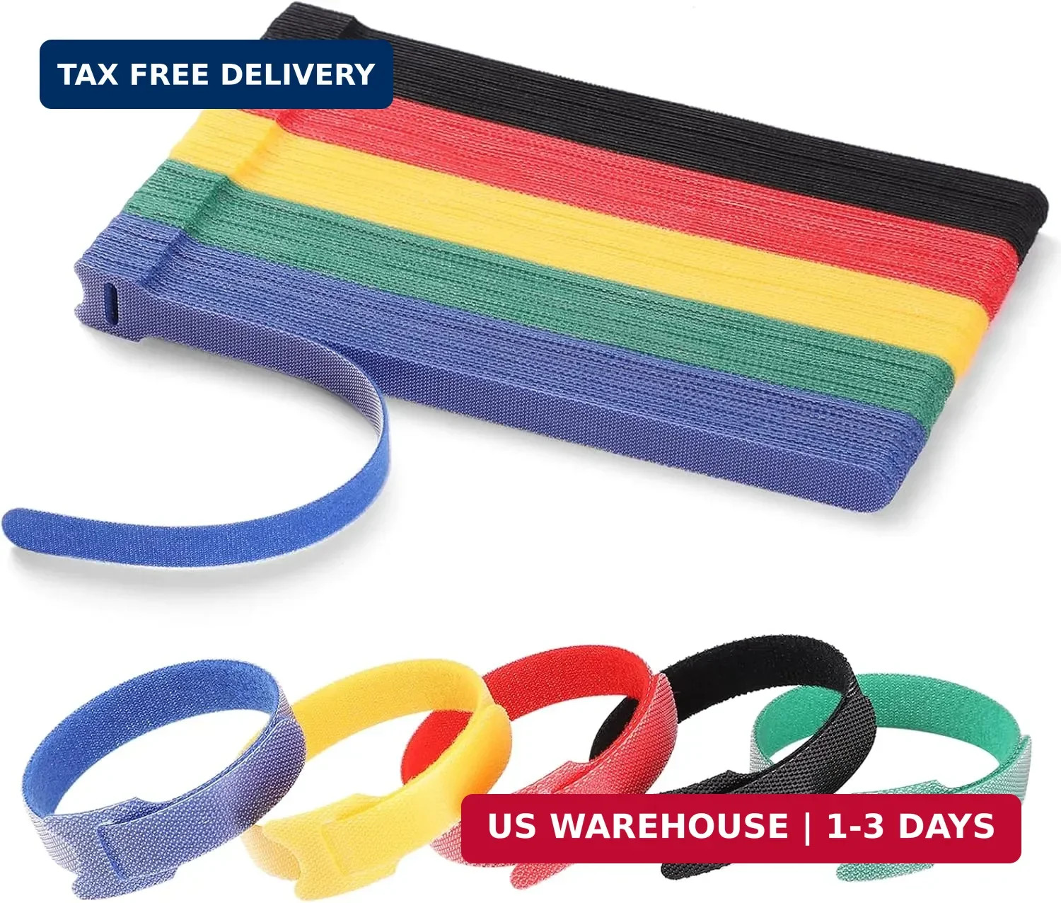 100 PCS 8 Inches Reusable Cable Ties | Adjustable Cord Wraps, Cable Straps | Hoo