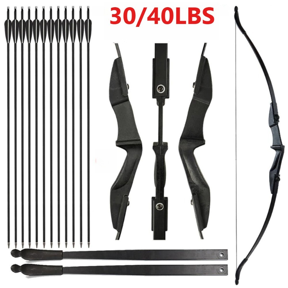 57" Archery Recurve Bow Right&Left Hand Hunting Bow 12PCS Arrows for Beginner