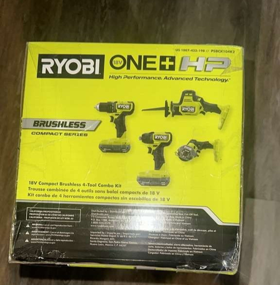 RYOBI PSBCK104K2 - 18V ONE+ HP Compact Brushless 4-Tool Combo Kit - NEW!
