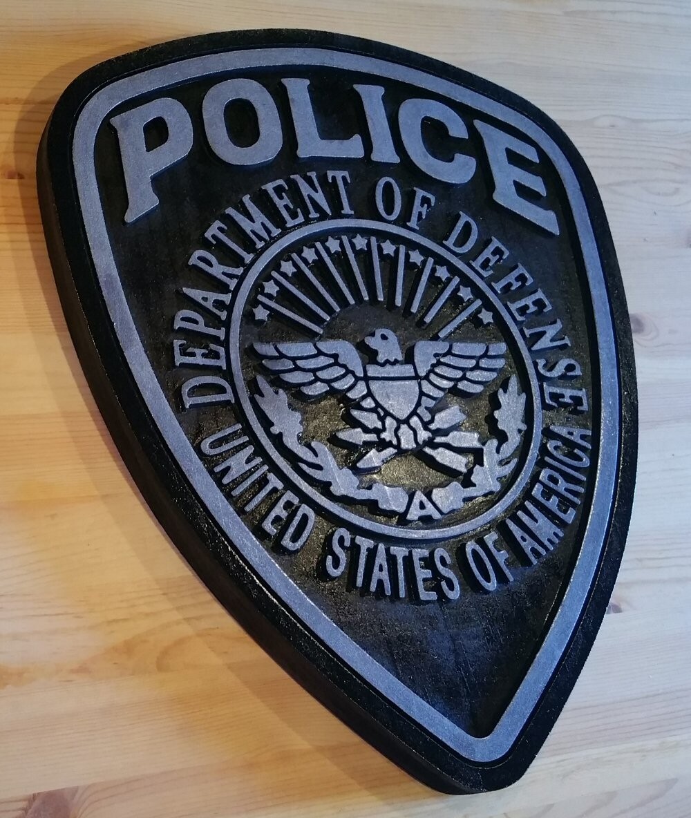 Police Department of Defense 3D routed patch plaque wood Sign