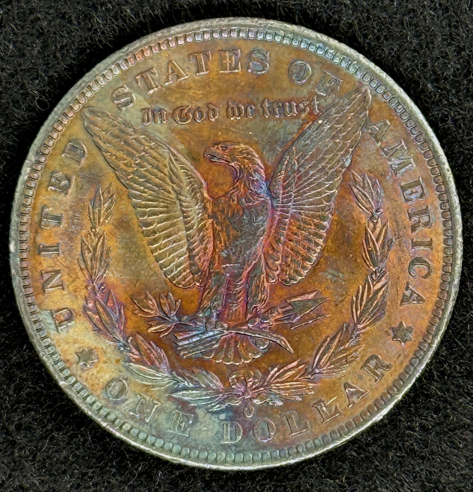 1884 O MORGAN SILVER DOLLAR BU RAINBOW DOUBLE SIDE TONED UNCIRCULATED GEM