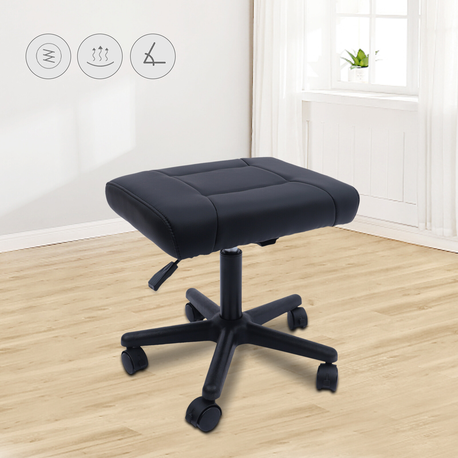 Office Foot Stool with Wheels, Height Adjustable Rolling Leg Rest Adjustable