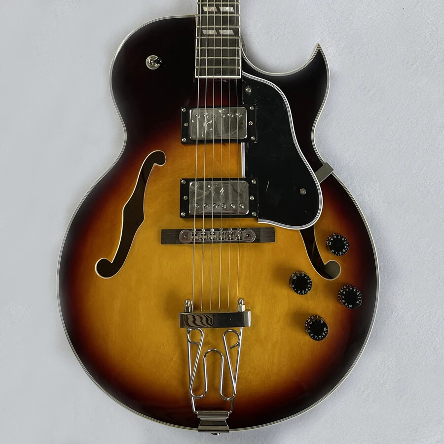 Electric Guitar with Double F-Hole, Hollow Rosewood Fingerboard, Sunrise Color