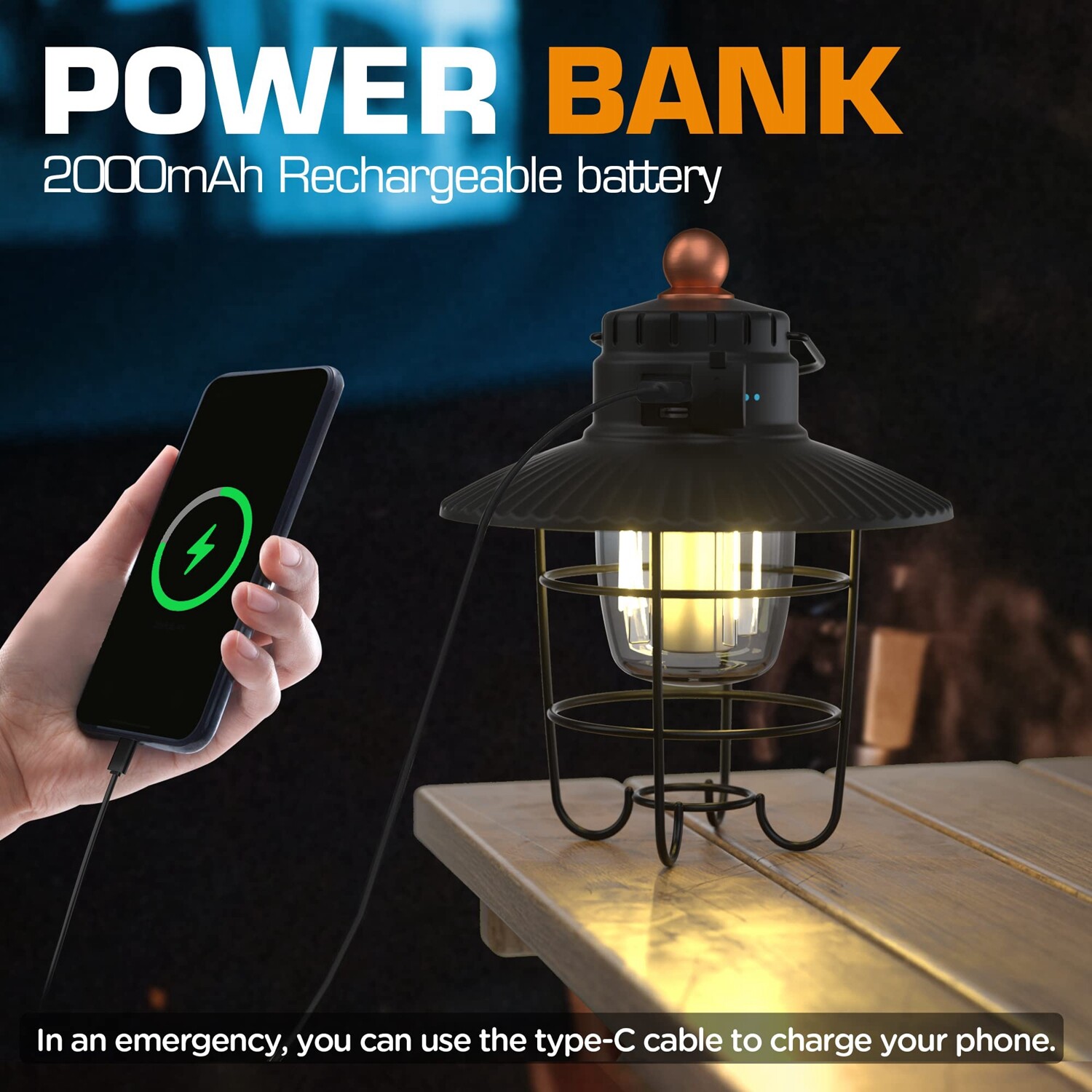 EverBrite LED Camping Lantern 2PK USB C Rechargeable Lantern with 3 Light Modes