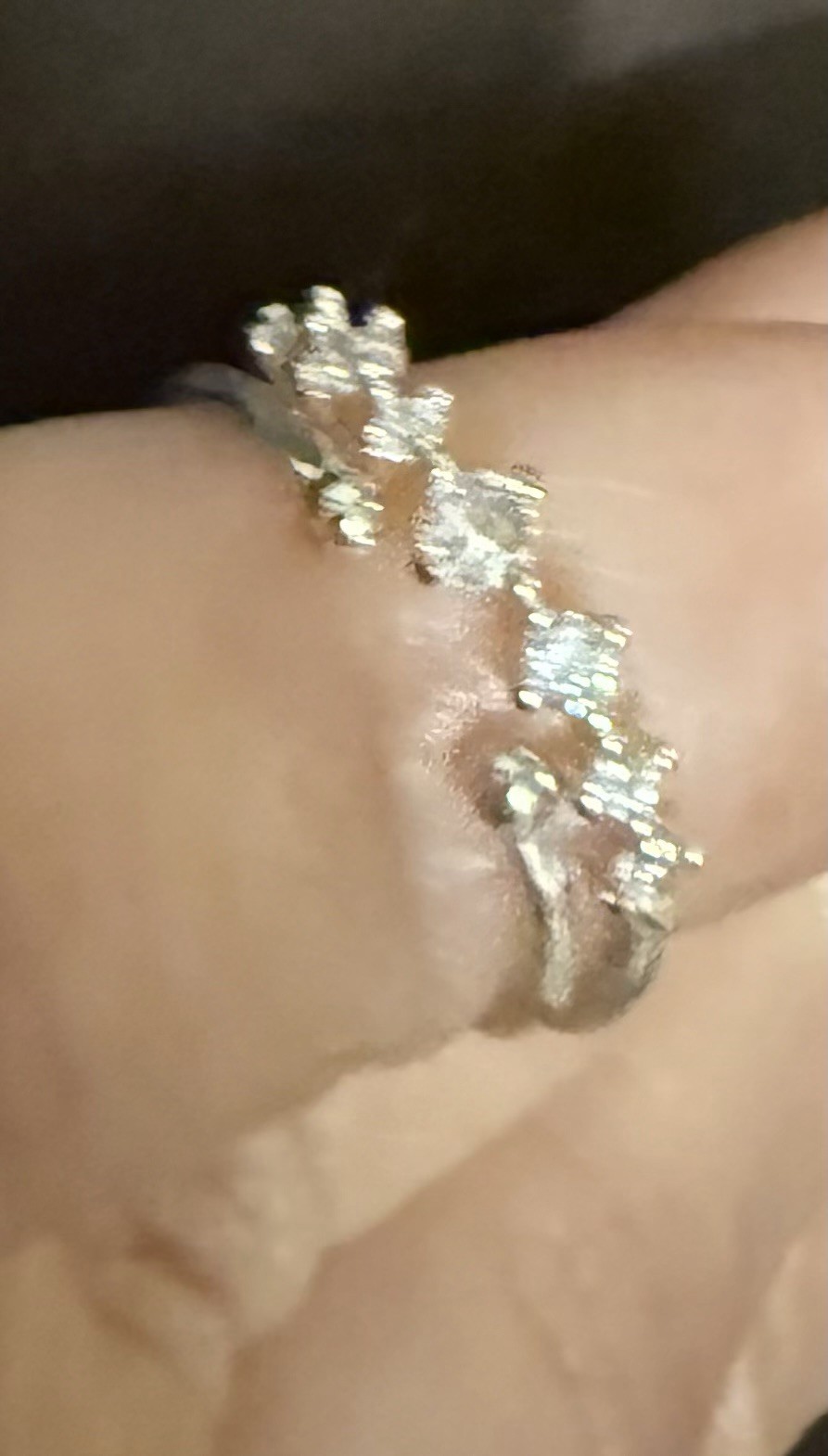 toe rings silver tone one with faux diamonds 1 plain band