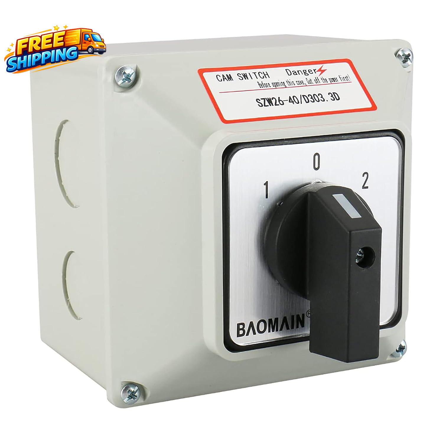 40A 3-Phase 3-Position Cam Rotary Changeover Switch with Enclosure  Maintained