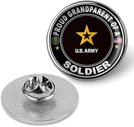 Proud Grandparent Of A Soldier Tie Suit Shirt Lapel Pin - Silver