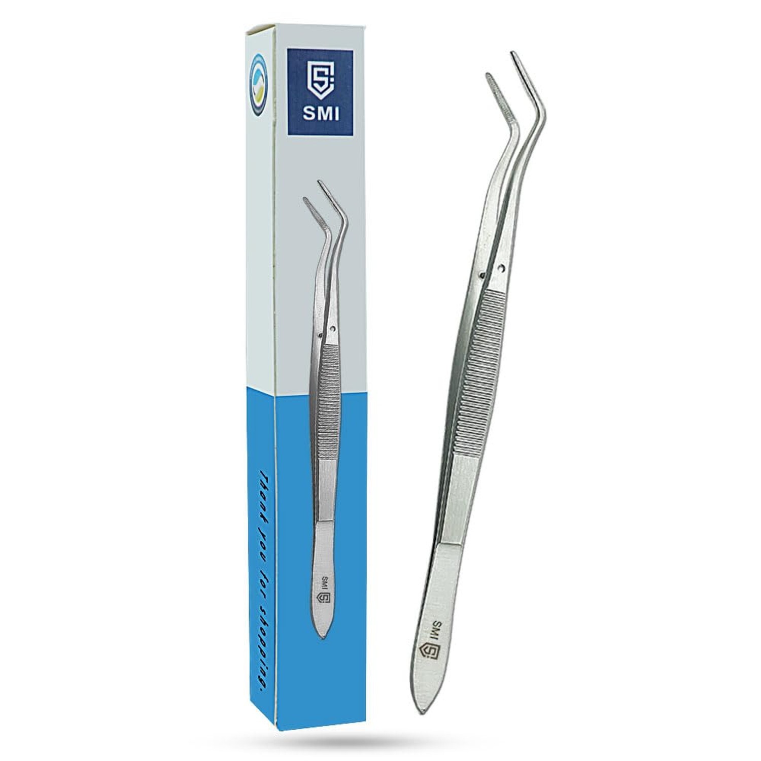 SMI 16cm Precision Tweezers Curved Professional Tweezers Industrial Hobby Twe...