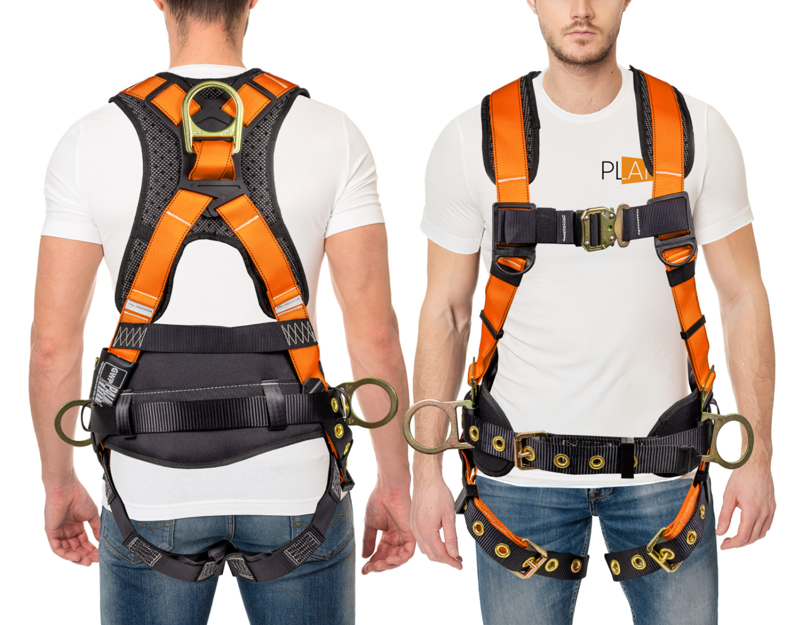 Hammerhead 5pt Safety Harness H222101129 SRL Back Plate Belt D-Rings, Hi-Vis Org